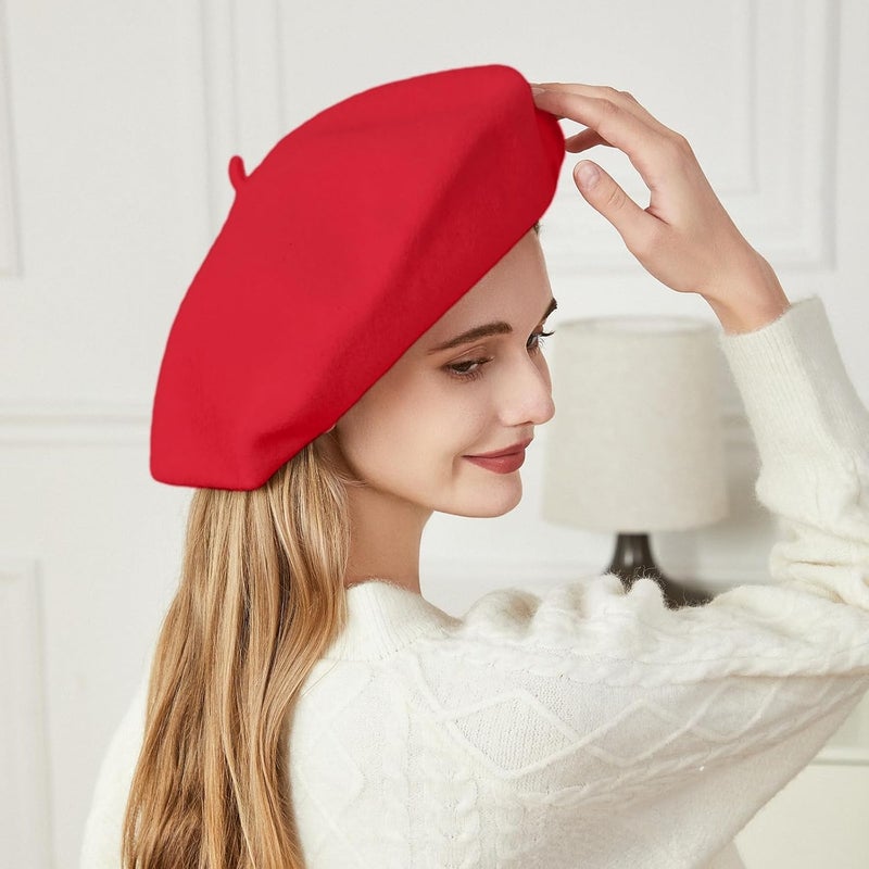 recapitula XXL 100% Wool French White Beret Hats for Women Man Painter hat Classic Painter's Hat Girl Solid Color Classic - Image 3